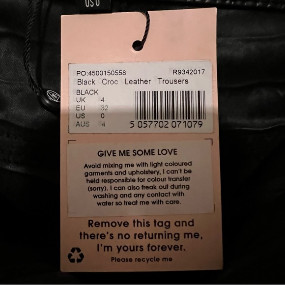 Tall Stassie X Missguided Croc Print Faux Black Leather Trousers - Picture 13 of 16